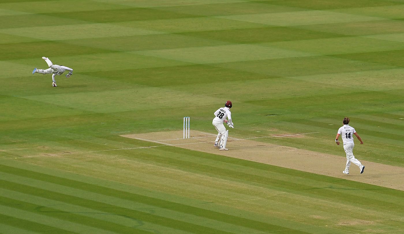 Adam Wheater's flying catch accounted for Tom Abell