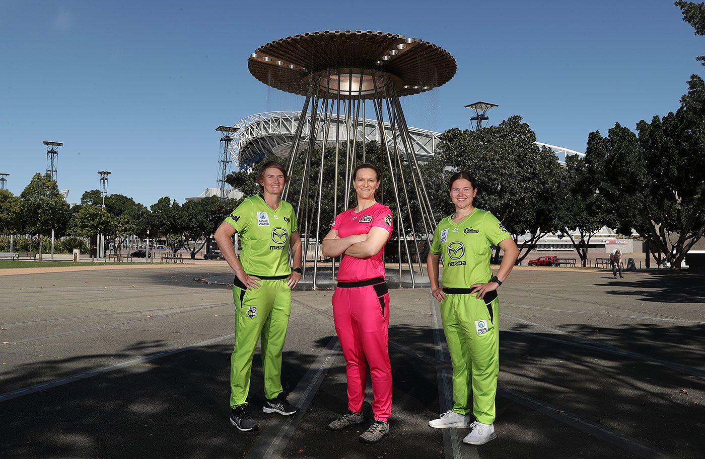 Sammy-Jo Johnson, Sarah Aley and Hannah Darlington at Sydney Olympic Park