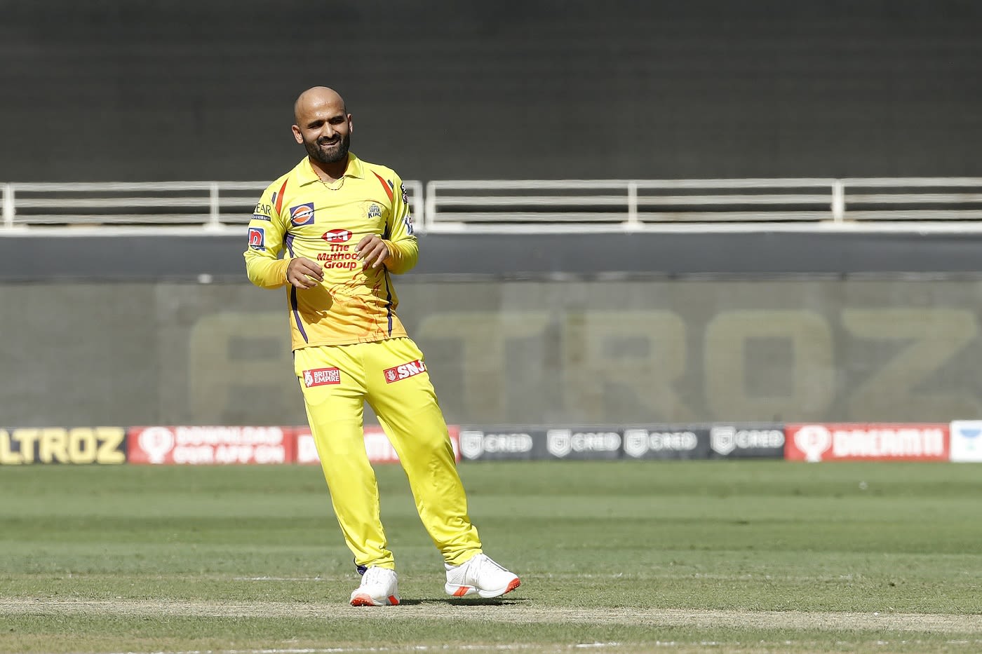Monu Kumar gestures on the field