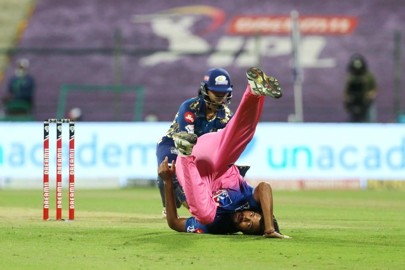 Ankit Rajpoot takes a tumble