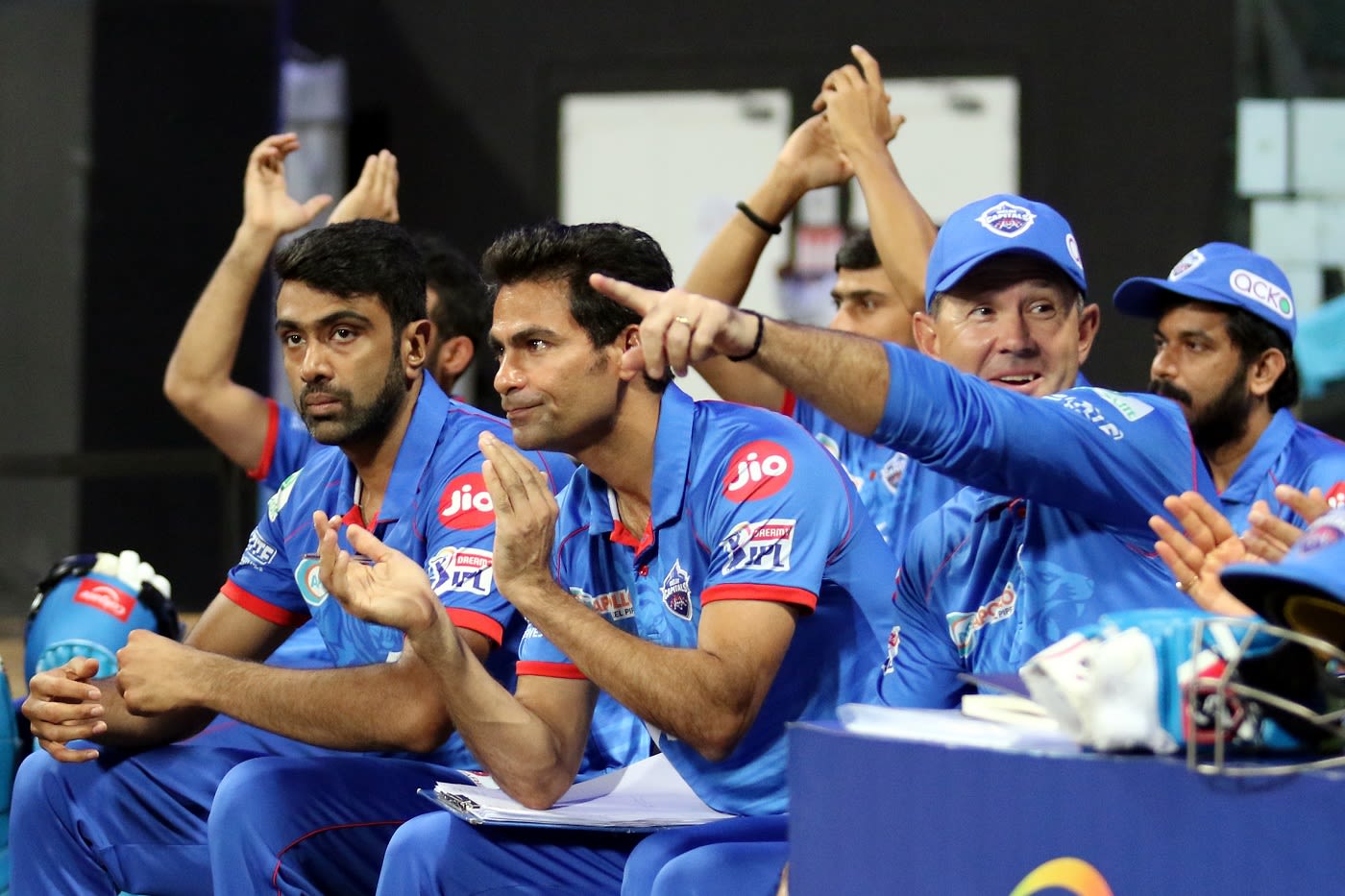Contrasting emotions: R Ashwin, Mohammad Kaif, and Ricky Ponting watch the Delhi Capitals batsmen in action