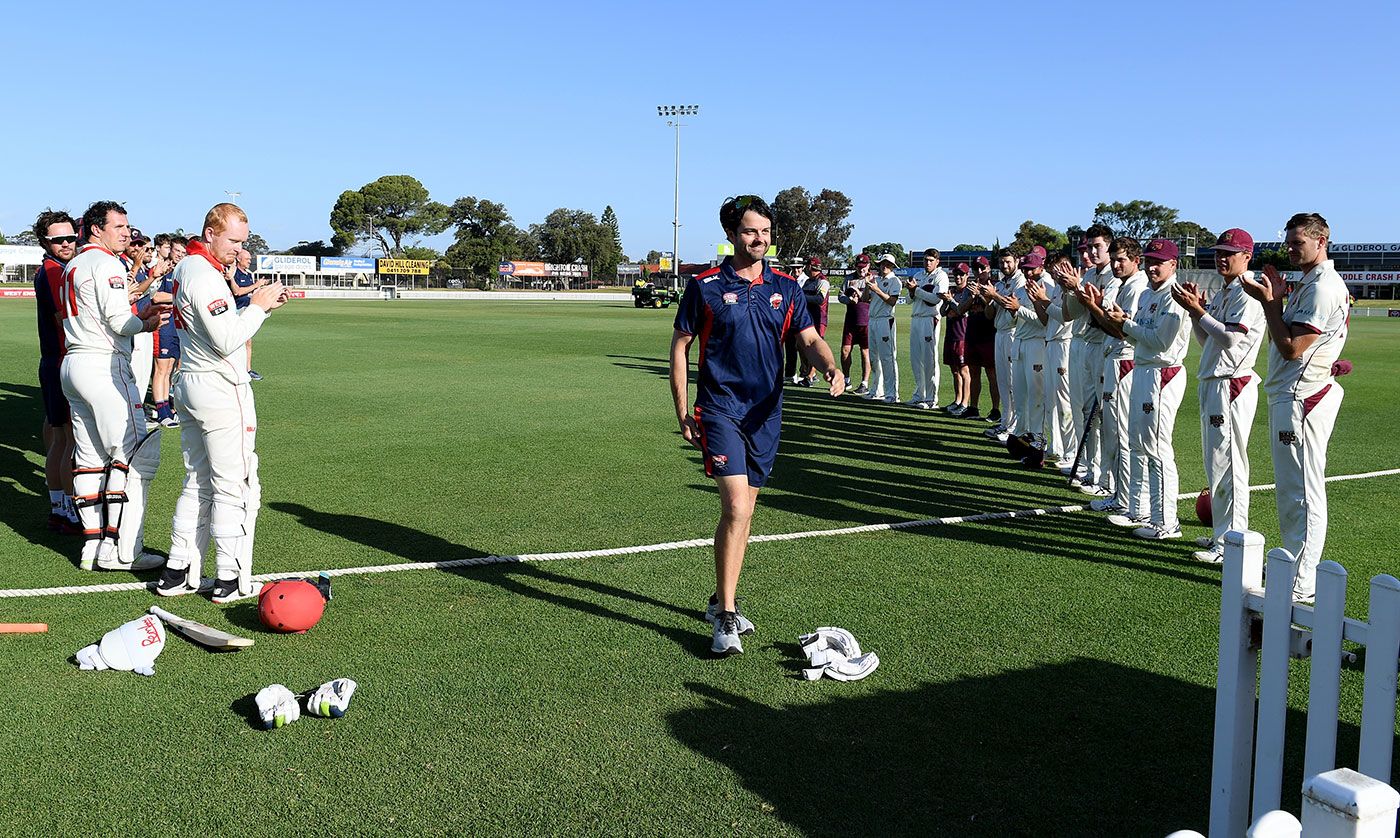 Callum Ferguson is given a guard of honour after the final day of his first-class career