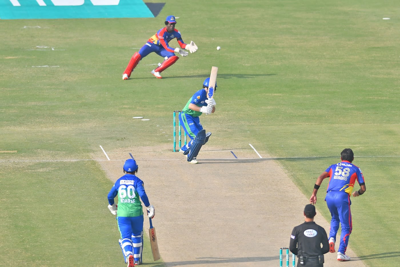 Adam Lyth nicks one off Waqas Maqsood to Chadwick Walton behind
