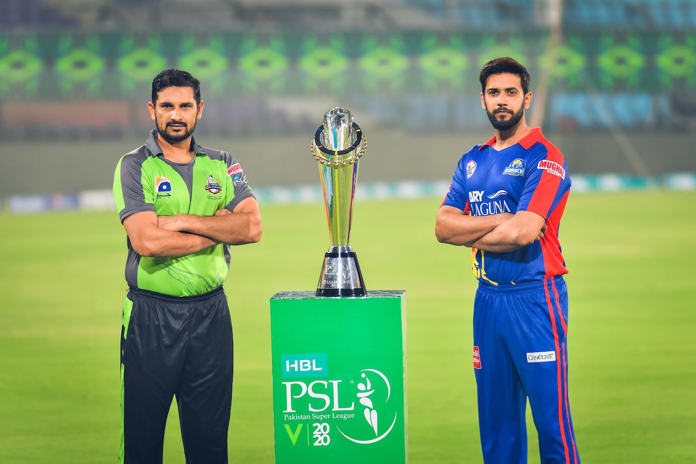 Captains Sohail Akhtar and Imad Wasim a day before the PSL final