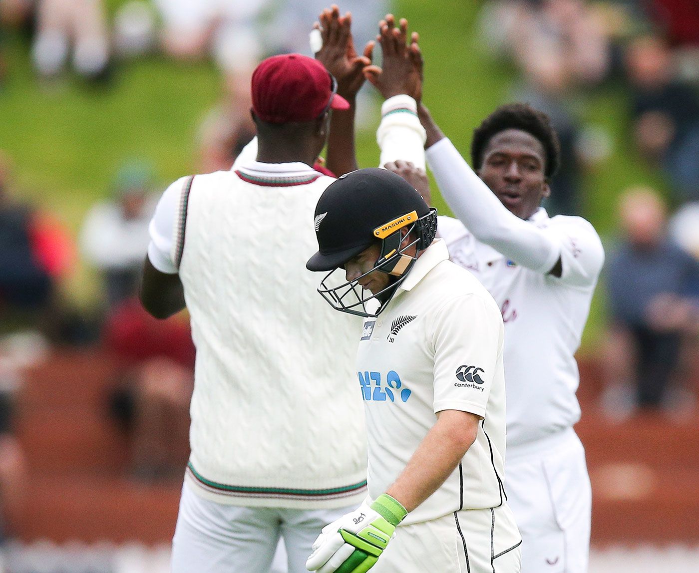 Tom Latham became Chemar Holder's first Test wicket