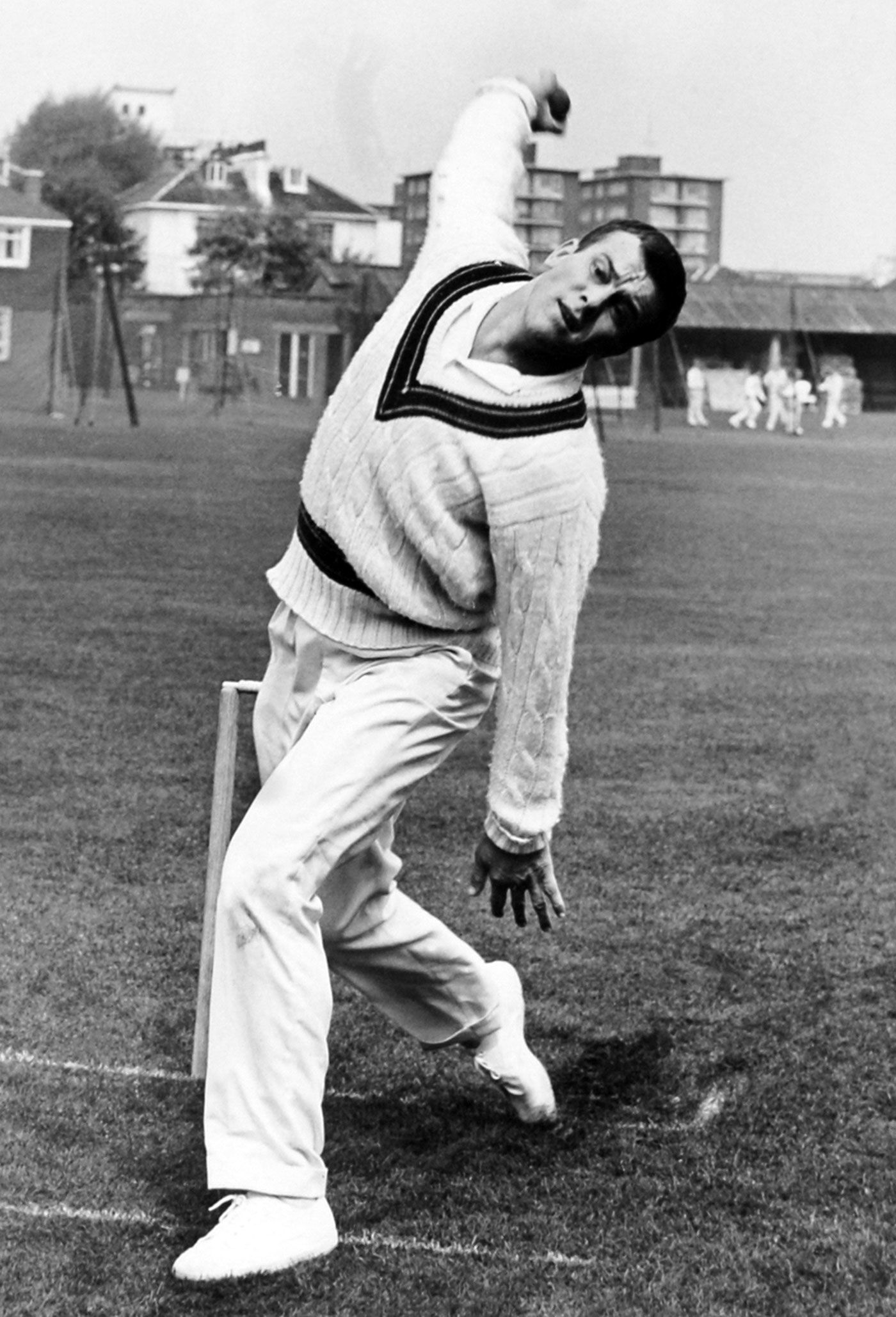 Eric Freeman bowls during the 1968 Ashes tour