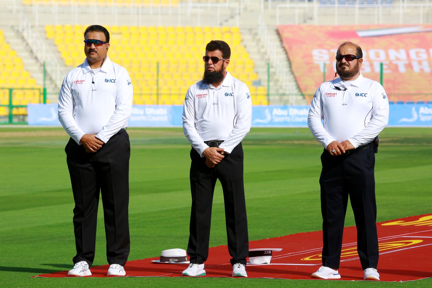 Umpire Ahmed Shah Pakteen (right) was on Test debut in the first Afghanistan-Zimbabwe game