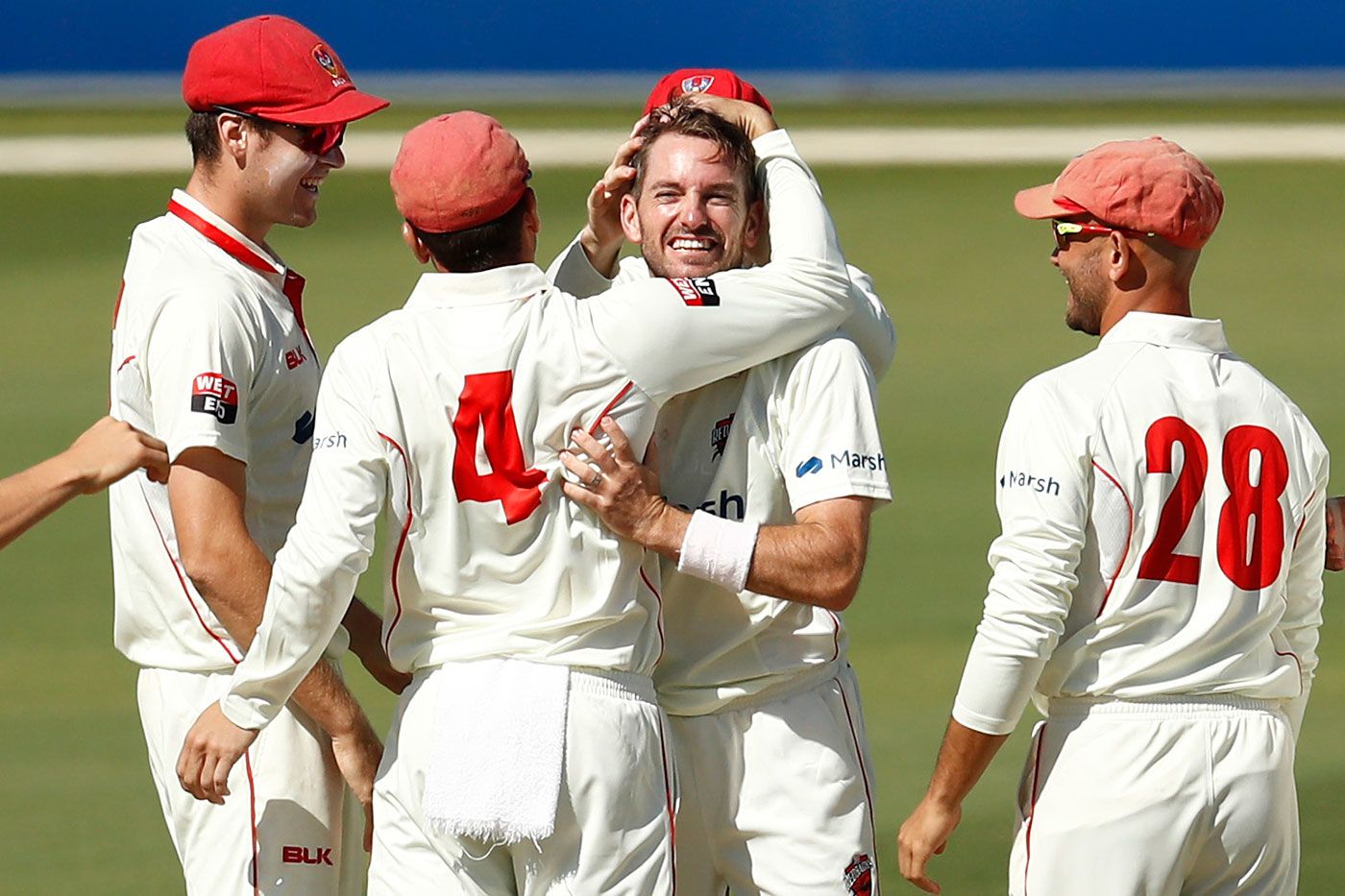 Chadd Sayers celebrates a wicket in his last first-class match