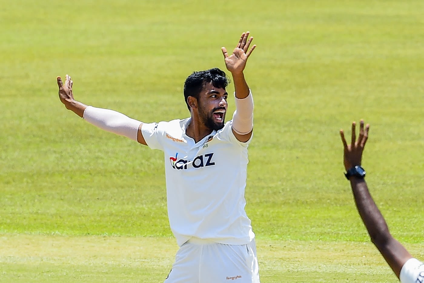 Abu Jayed unsuccessfully appeals for lbw