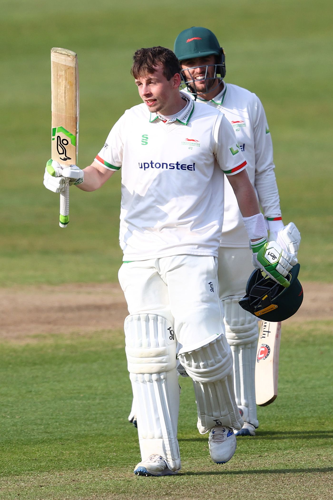Sam Evans acknowledges his hundred