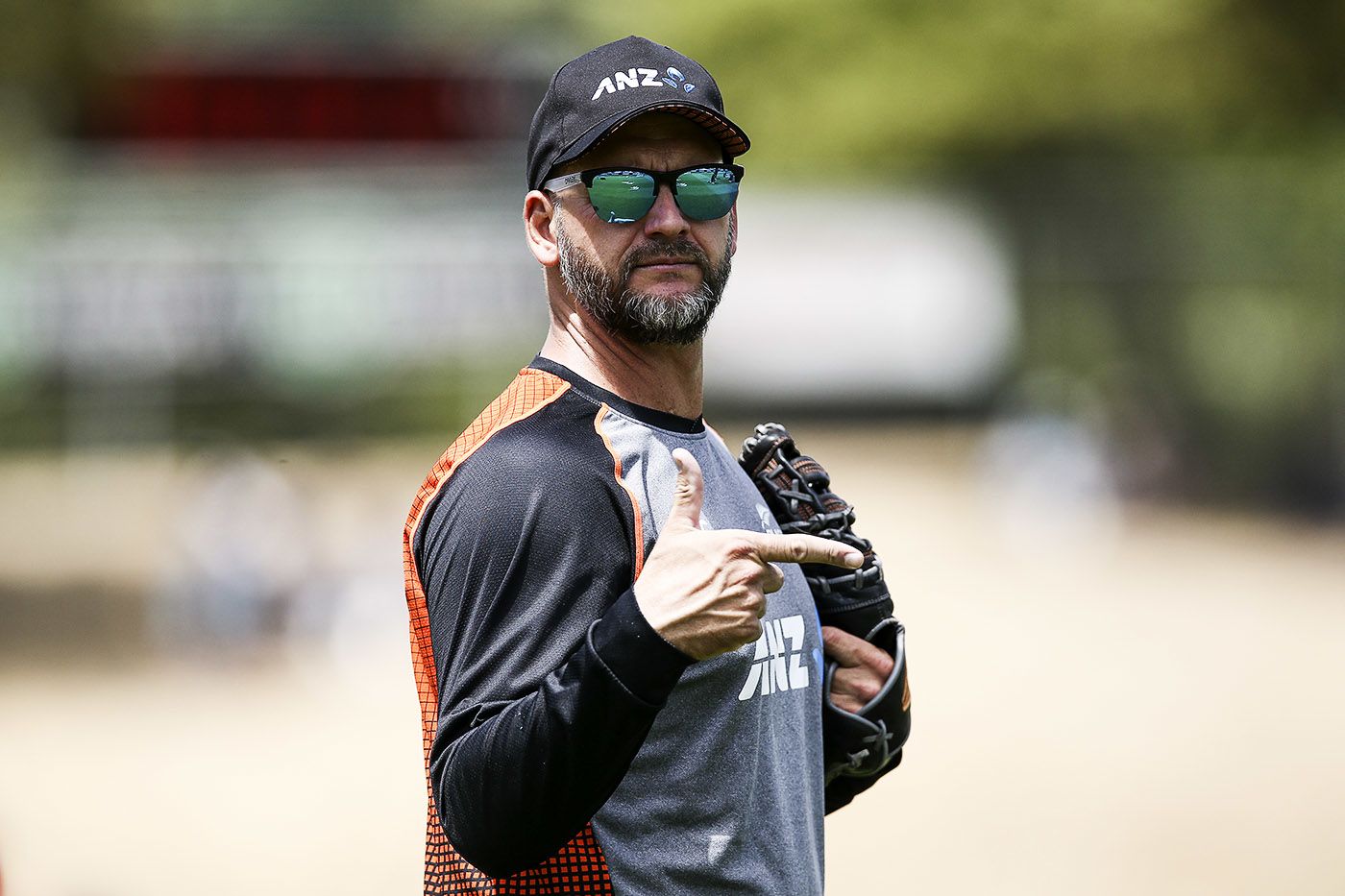 New Zealand bowling coach Shane Jurgensen looks on during the game