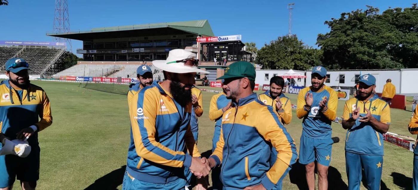 Tabish Khan gets his Test cap from Misbah-ul-Haq