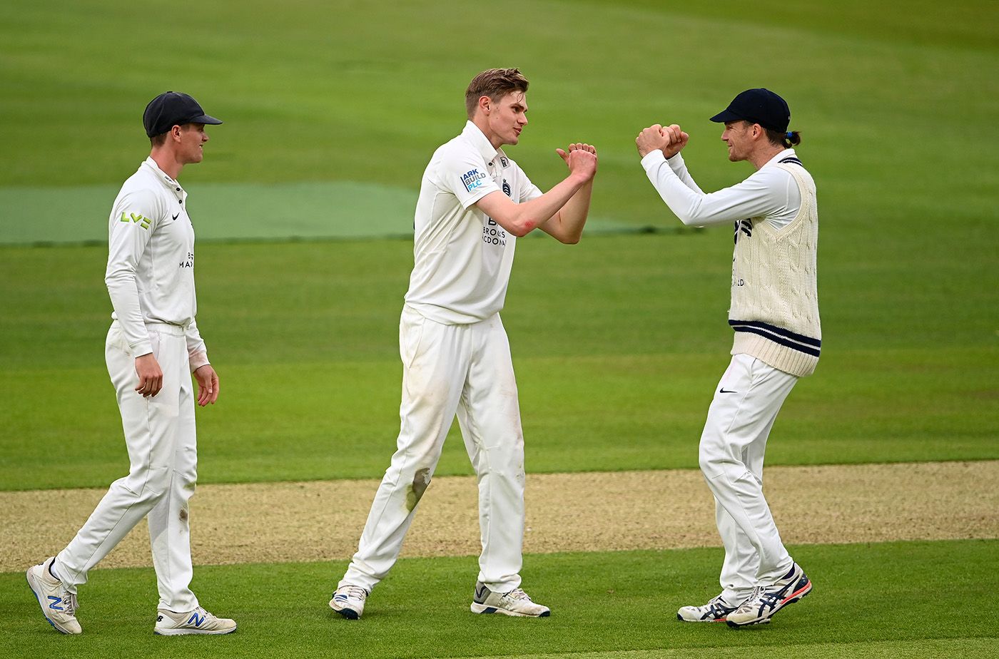 Blake Cullen gets a fist bump from his captain
