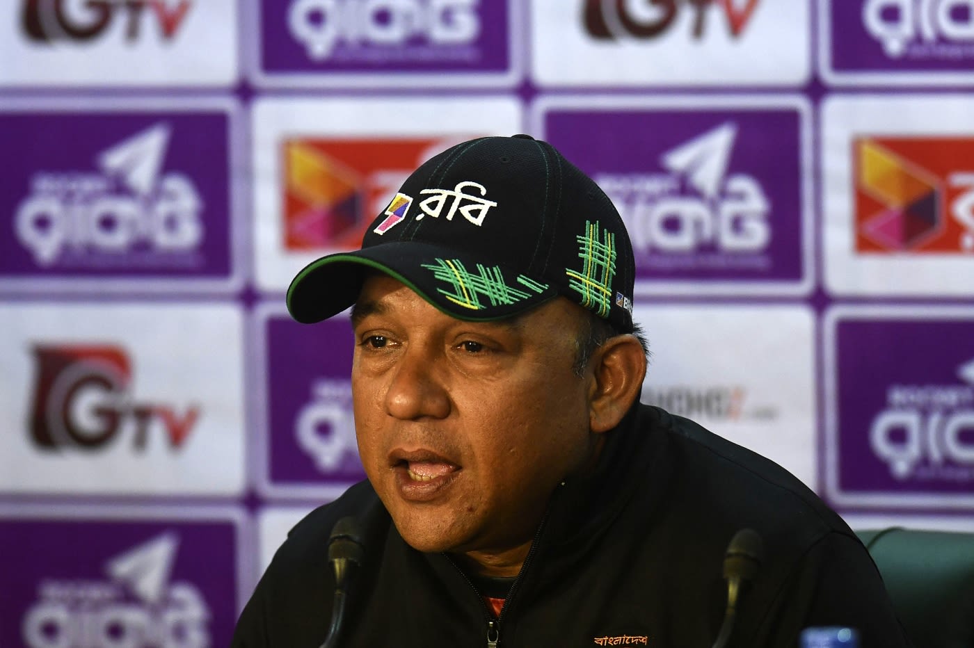 Khaled Mahmud speaks during a press conference