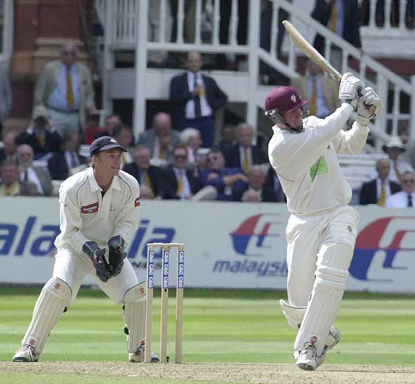 Keith Parsons smites this Dawson delivery to the boundary