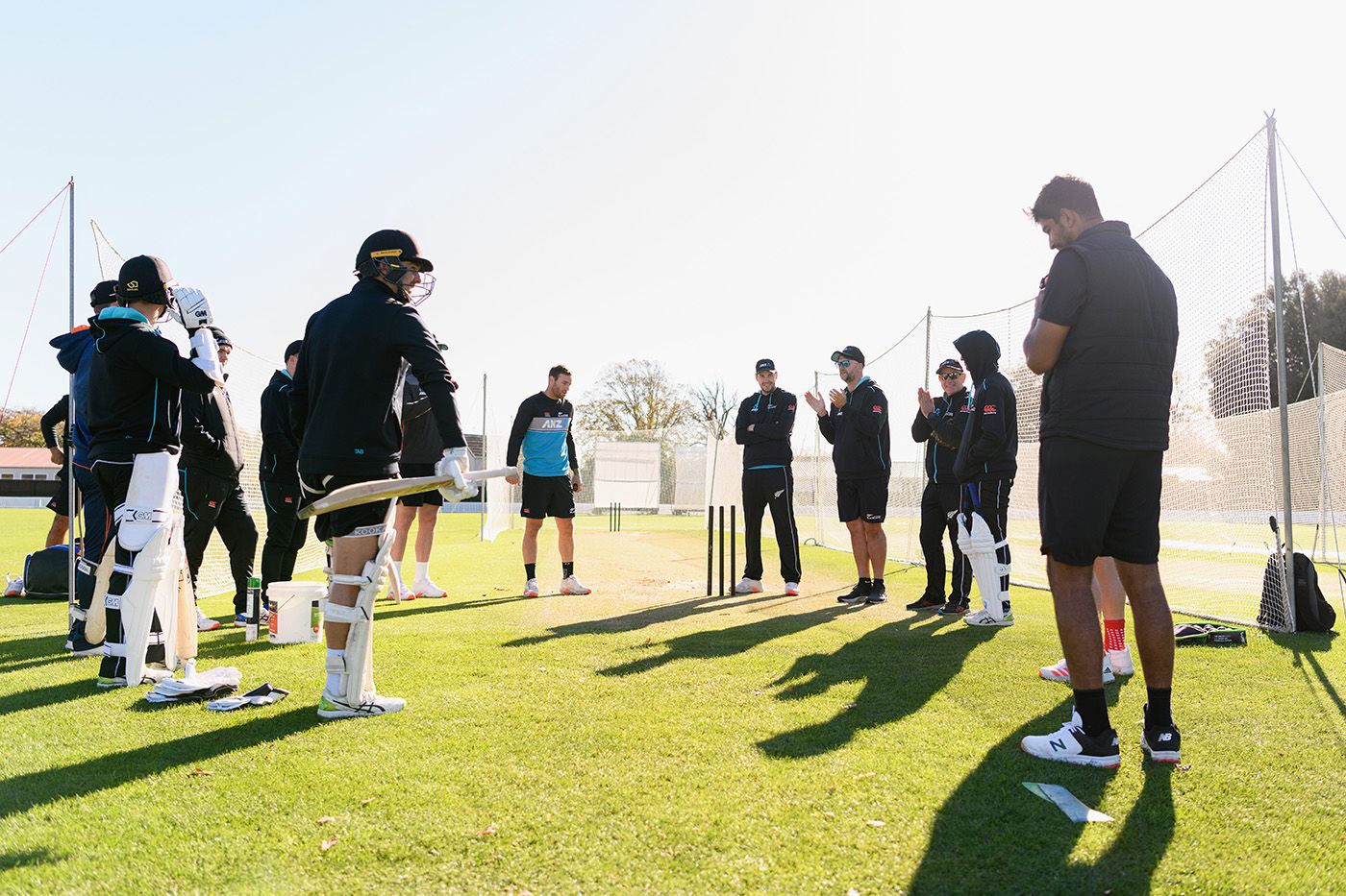 Shane Jurgensen leads a chat at New Zealand's training camp
