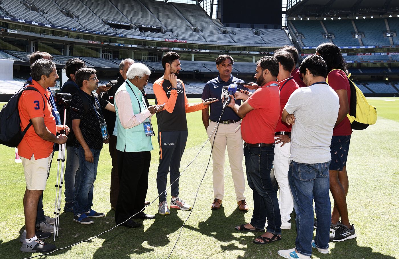 India's chief selector MSK Prasad talks to reporters in Melbourne