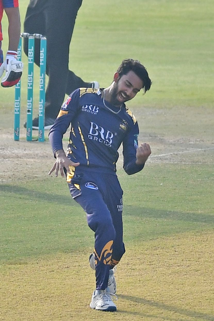 Arish Ali Khan celebrates a wicket