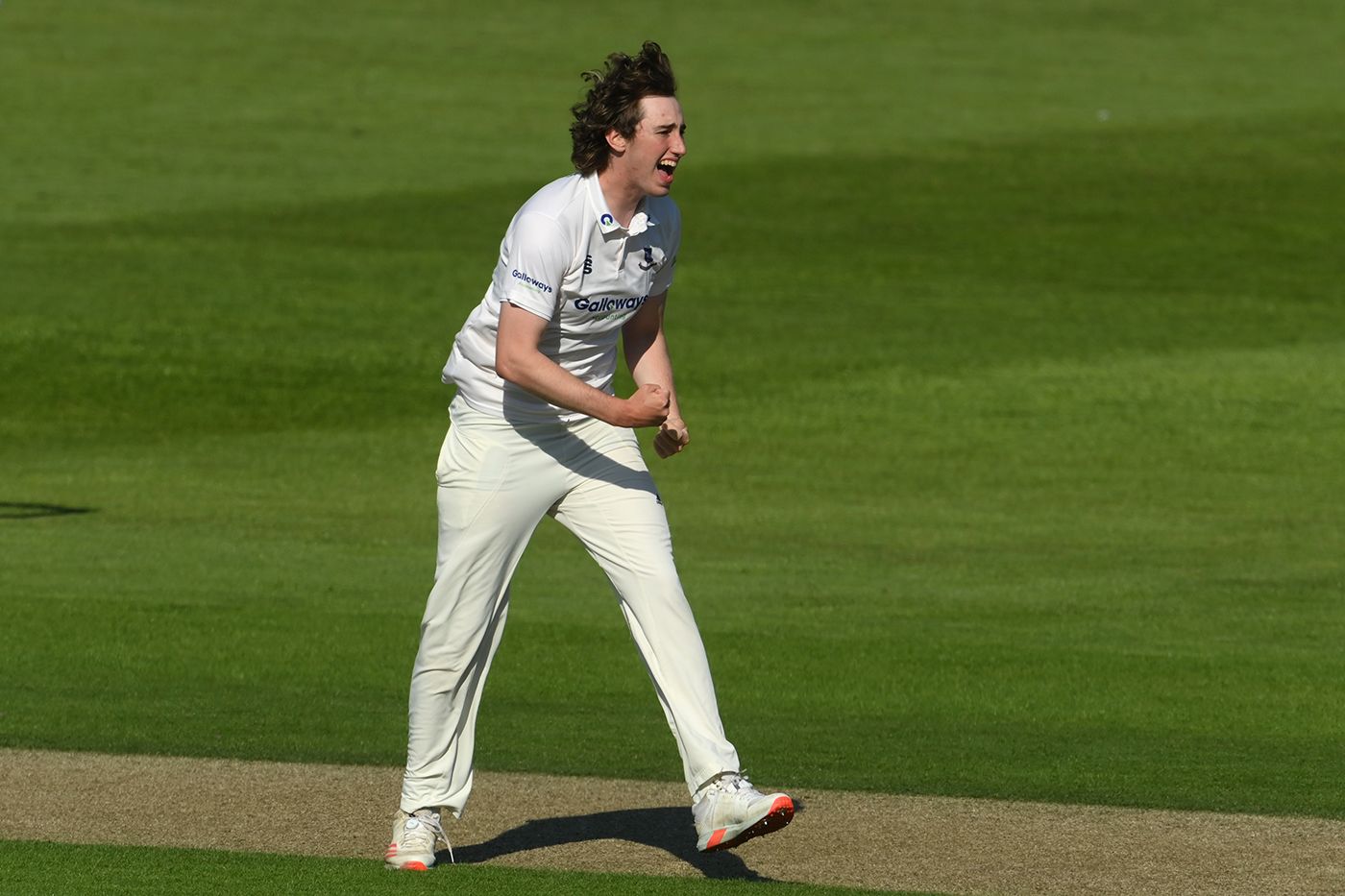 Jamie Atkins celebrates a wicket