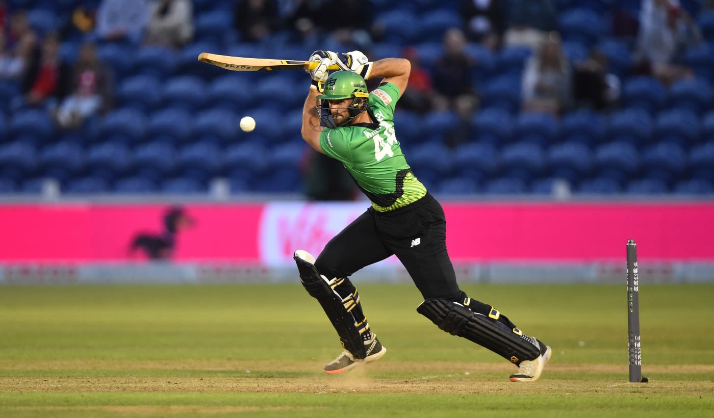 Ross Whiteley drives through the covers