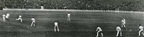 CB Fry faces Johannes Kotze during the 1907 Lord's Test