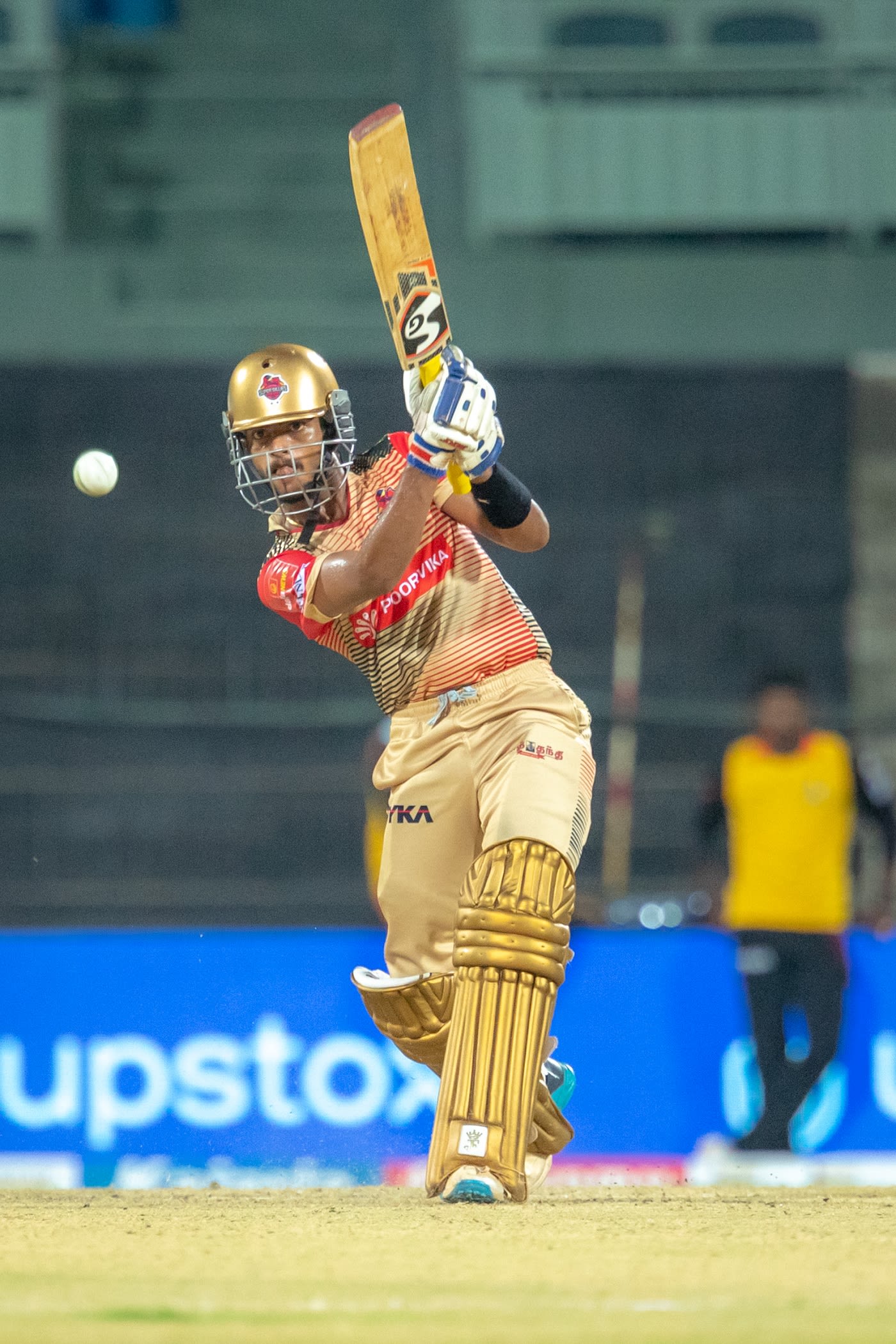 S Radhakrishnan hits down the ground