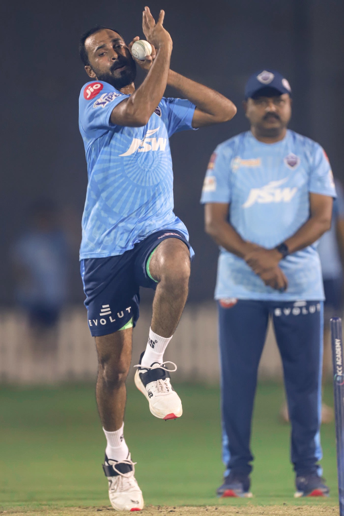 Lukman Meriwala bowls during a training session