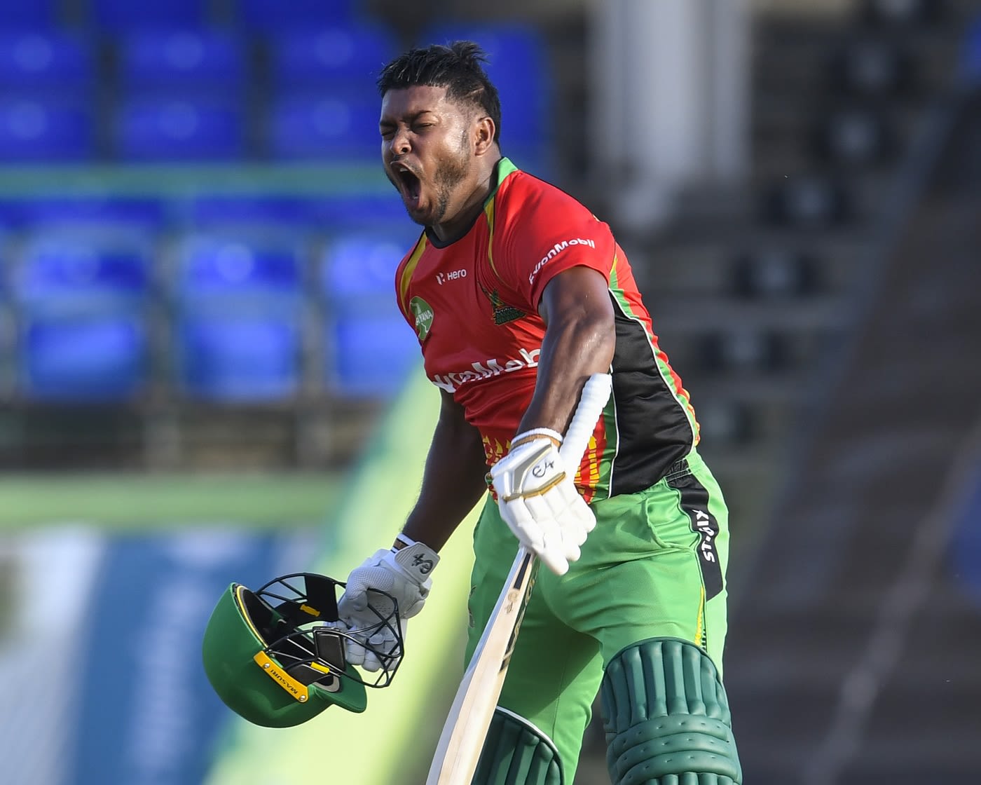 Chandrapaul Hemraj exults after reaching his ton