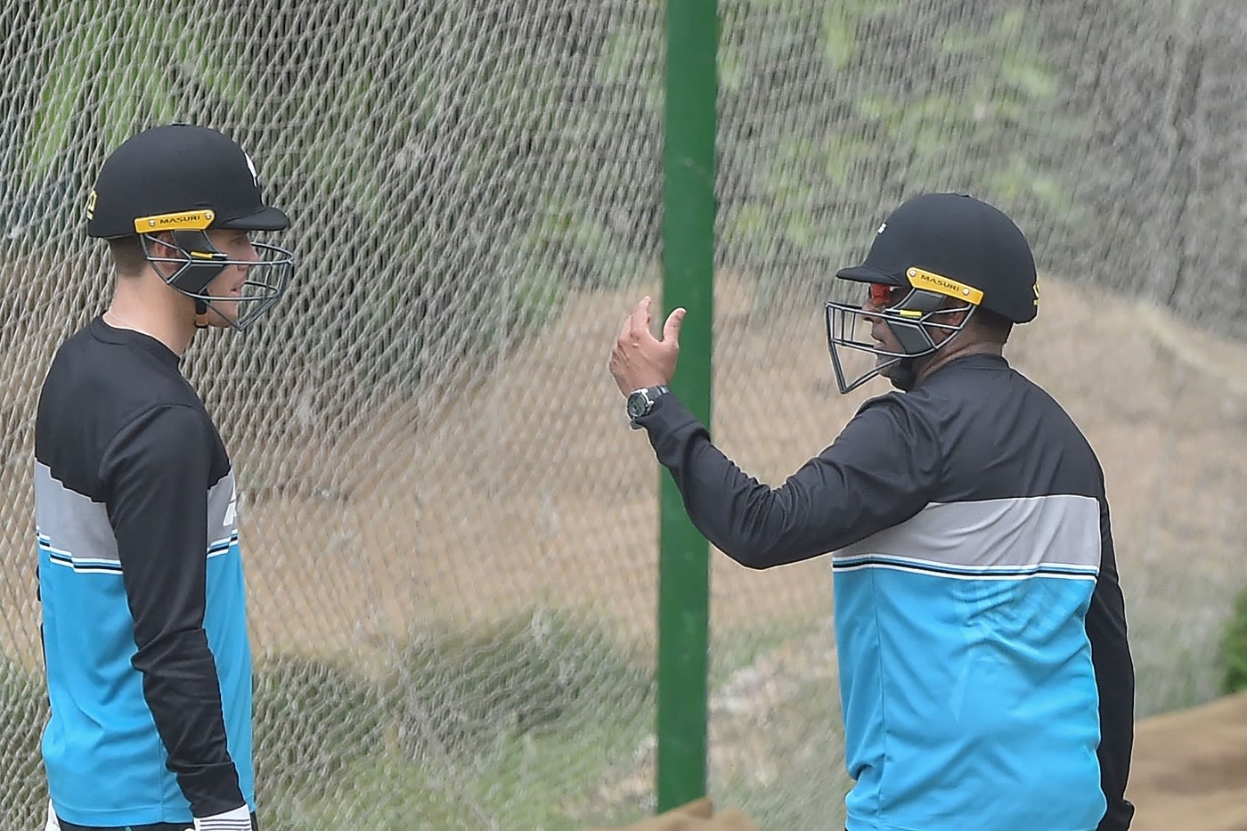 Finn Allen chats with batting coach Thilan Samaraweera
