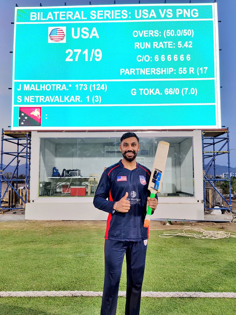 Jaskaran Malhotra smashed six sixes in an over during his unbeaten 173