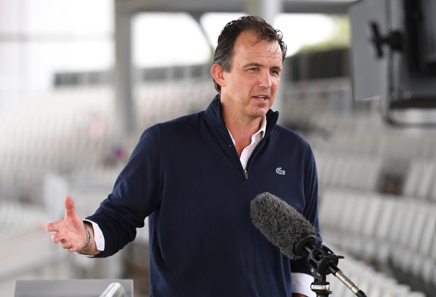 Tom Harrison, the ECB Chief Executive Officer, talks to the media