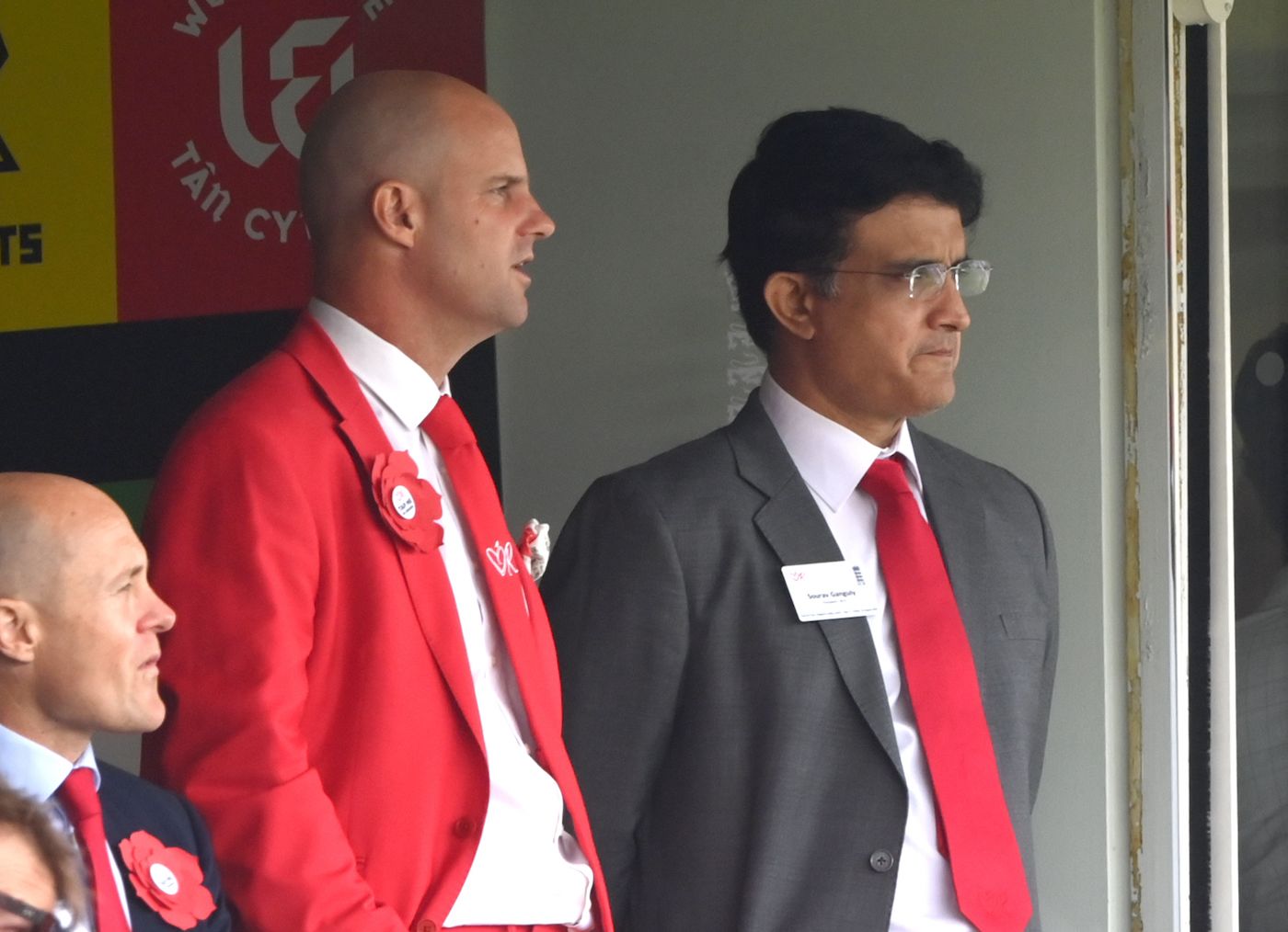 Sourav Ganguly with Andrew Strauss during the Lord's Test