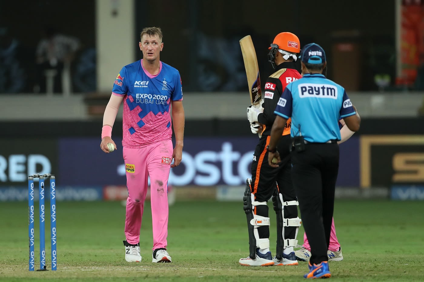 Chris Morris and Abhishek Sharma had a bit of a run-in with each other