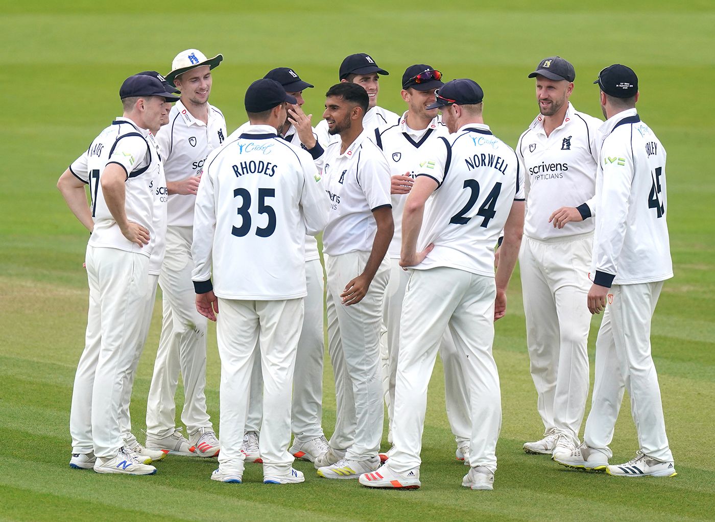 Manraj Johal celebrates his maiden first-class wicket