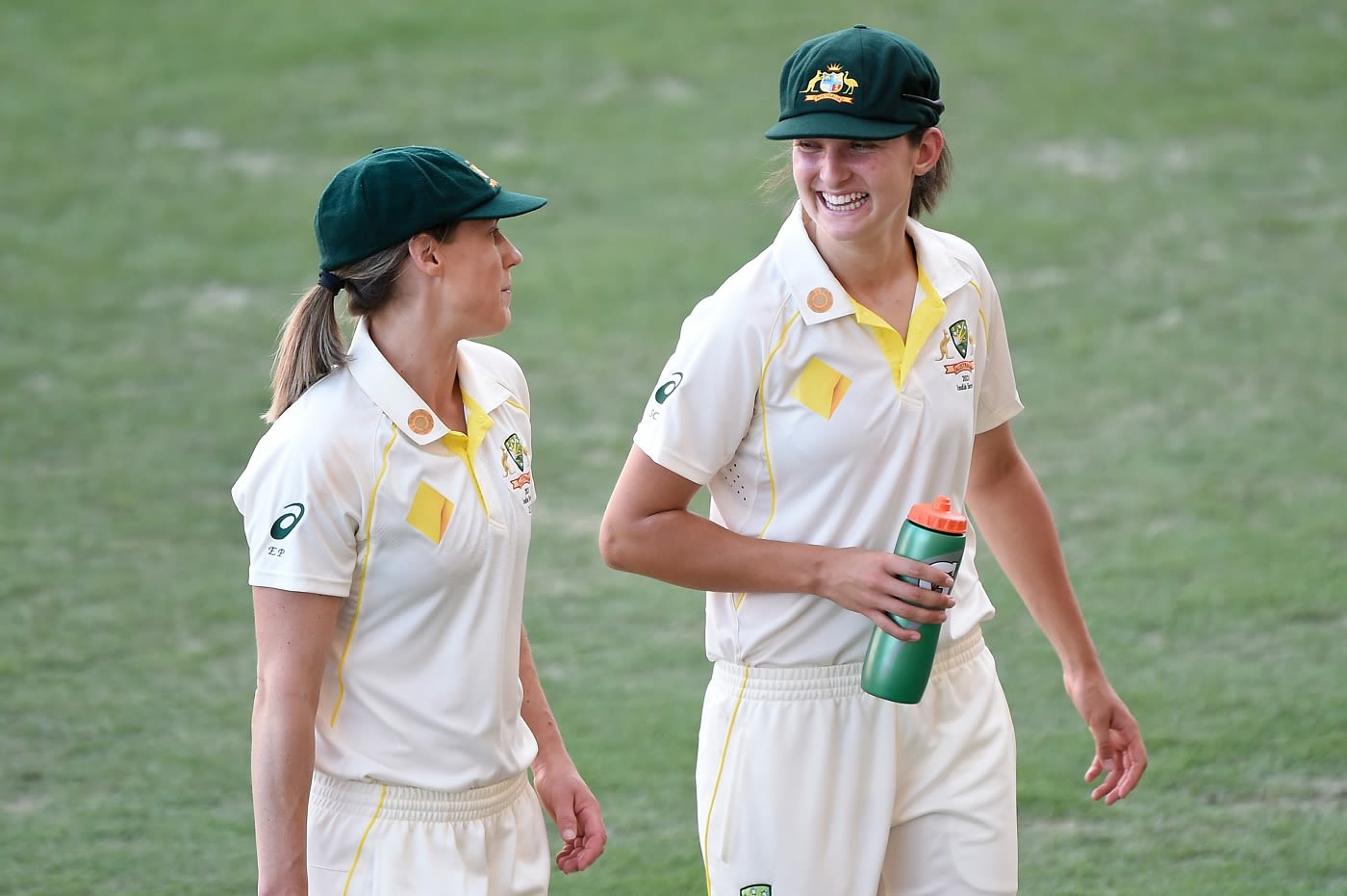Stella Campbell and Ellyse Perry exchange smiles