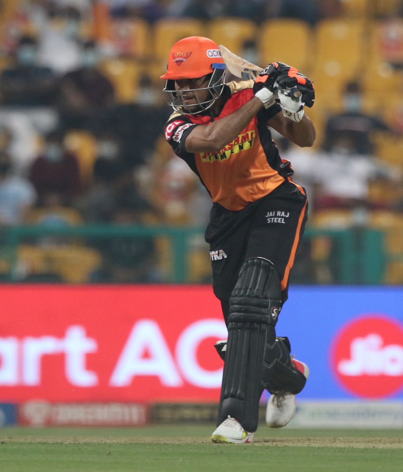 Priyam Garg drives towards the covers