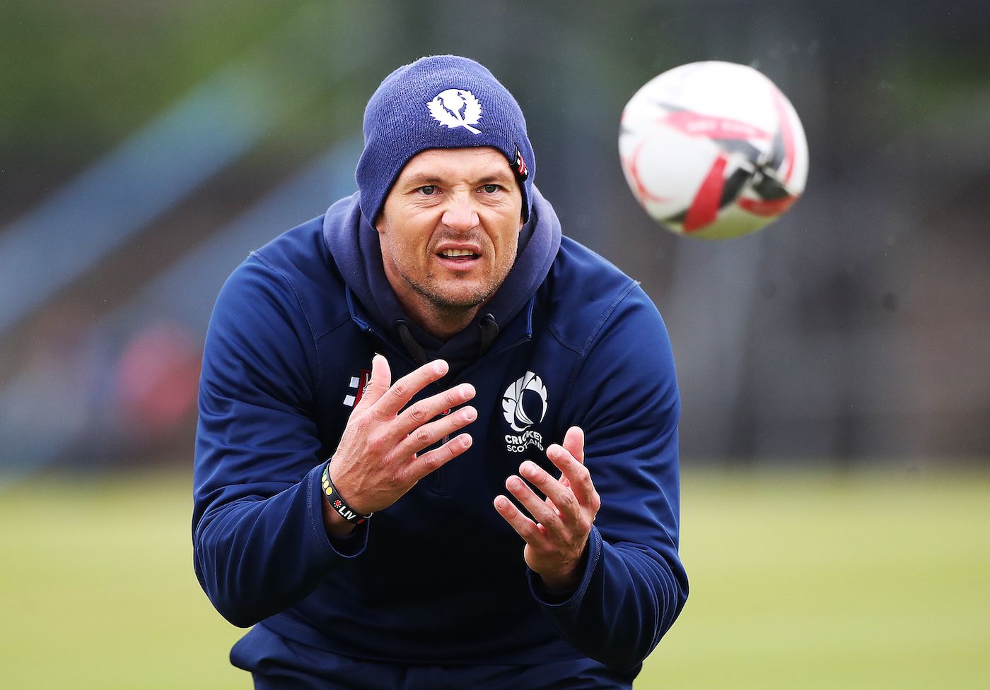 Scotland coach Shane Burger during a warm-up session