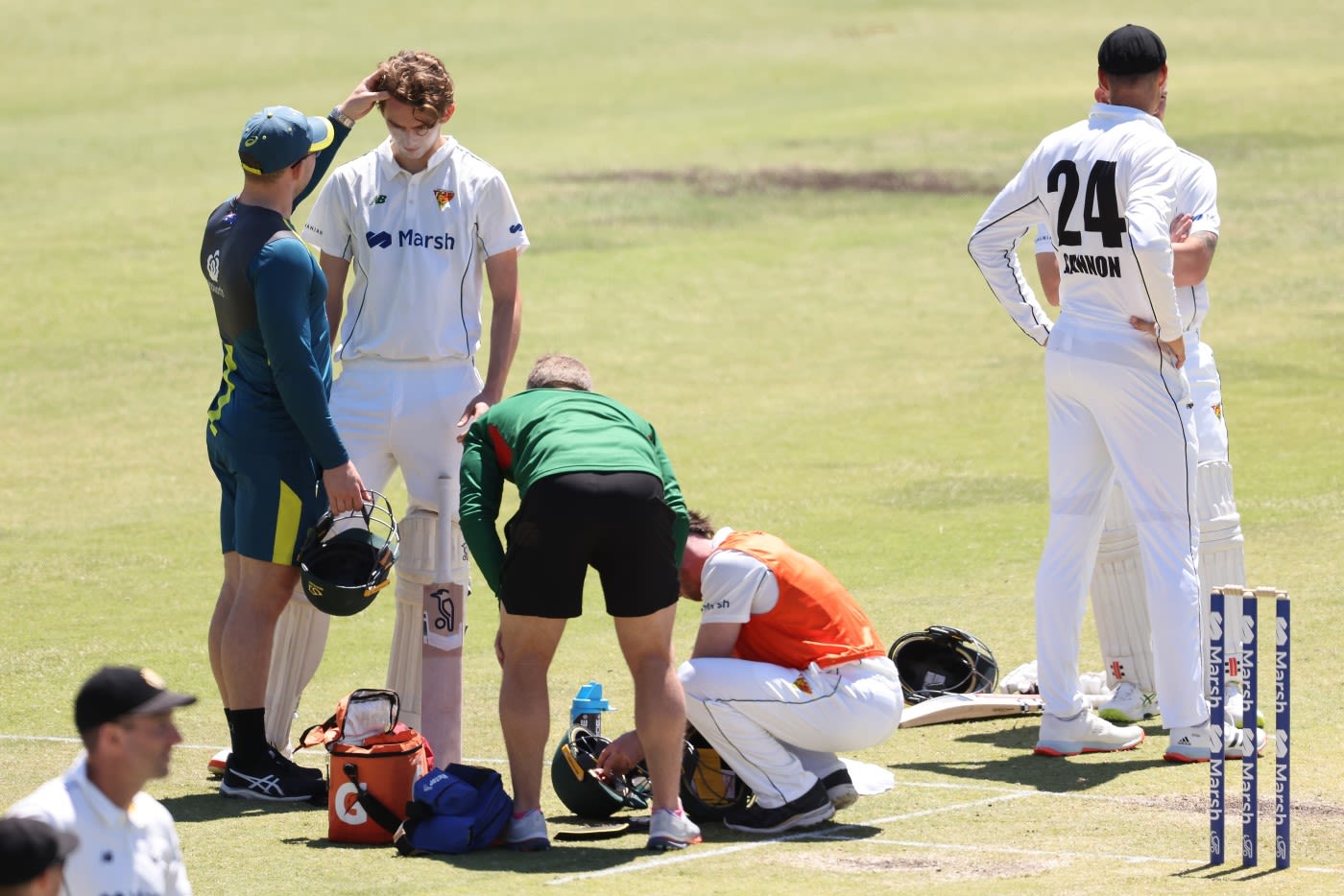 Lawrence Neil-Smith copped a blow on day two and was subbed out