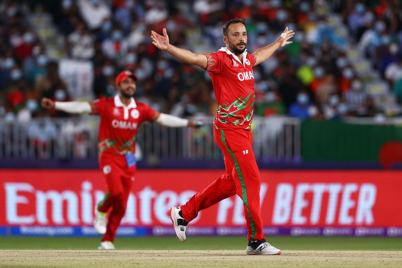 Fayyaz Butt lets out a celebration after striking