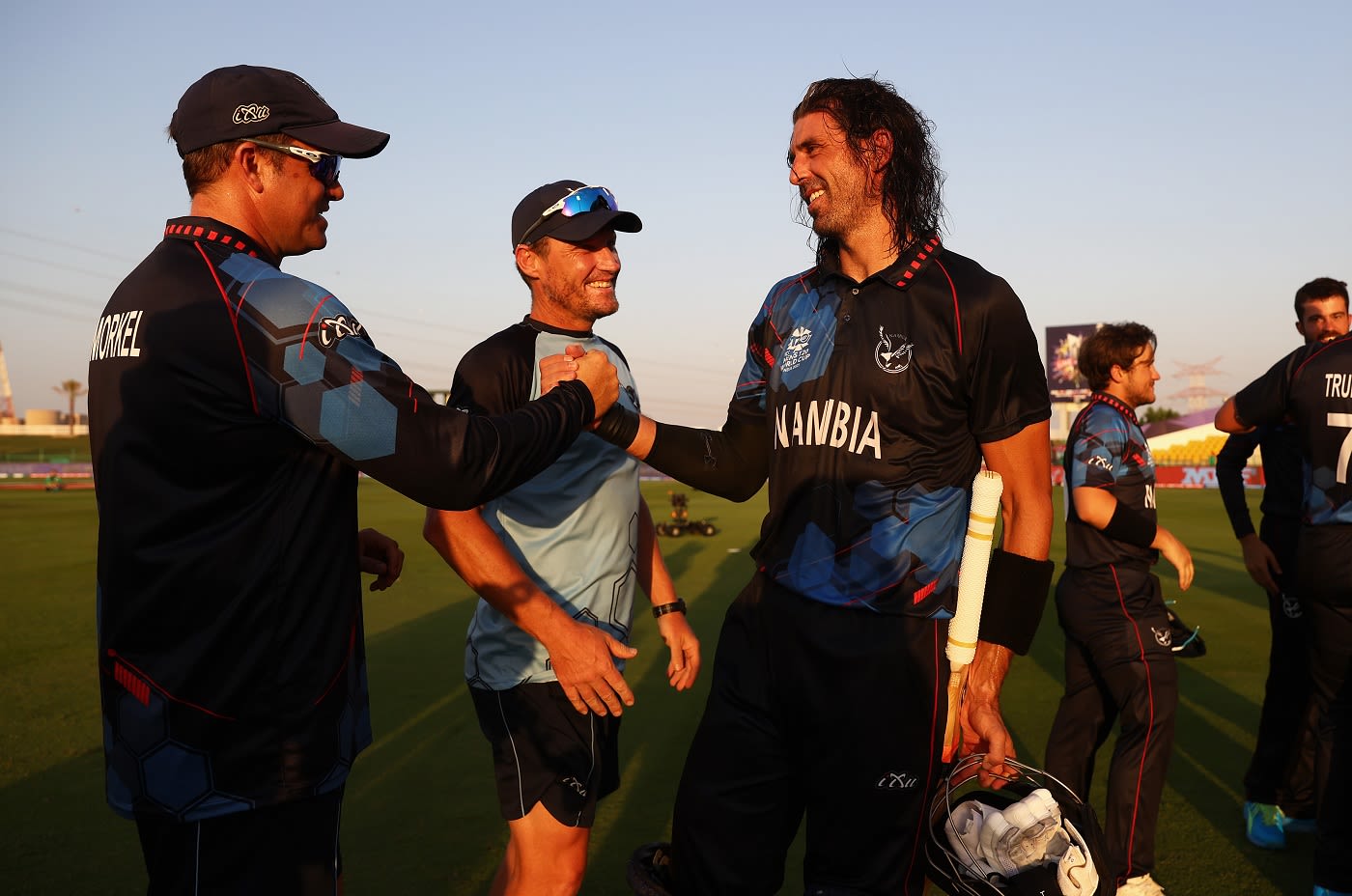 Albie Morkel, Pierre de Bruyn and David Wiese get together