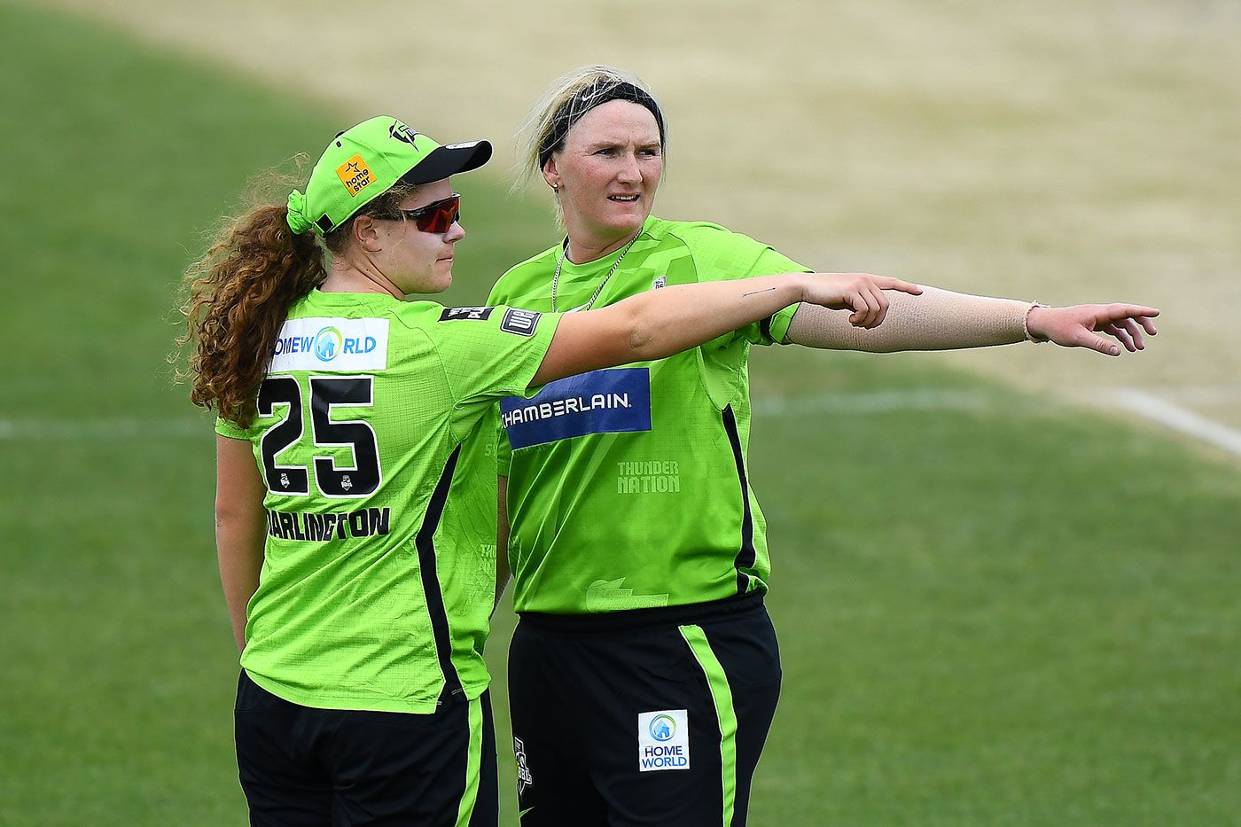 Hannah Darlington directs the field with Sammy-Jo Johnson