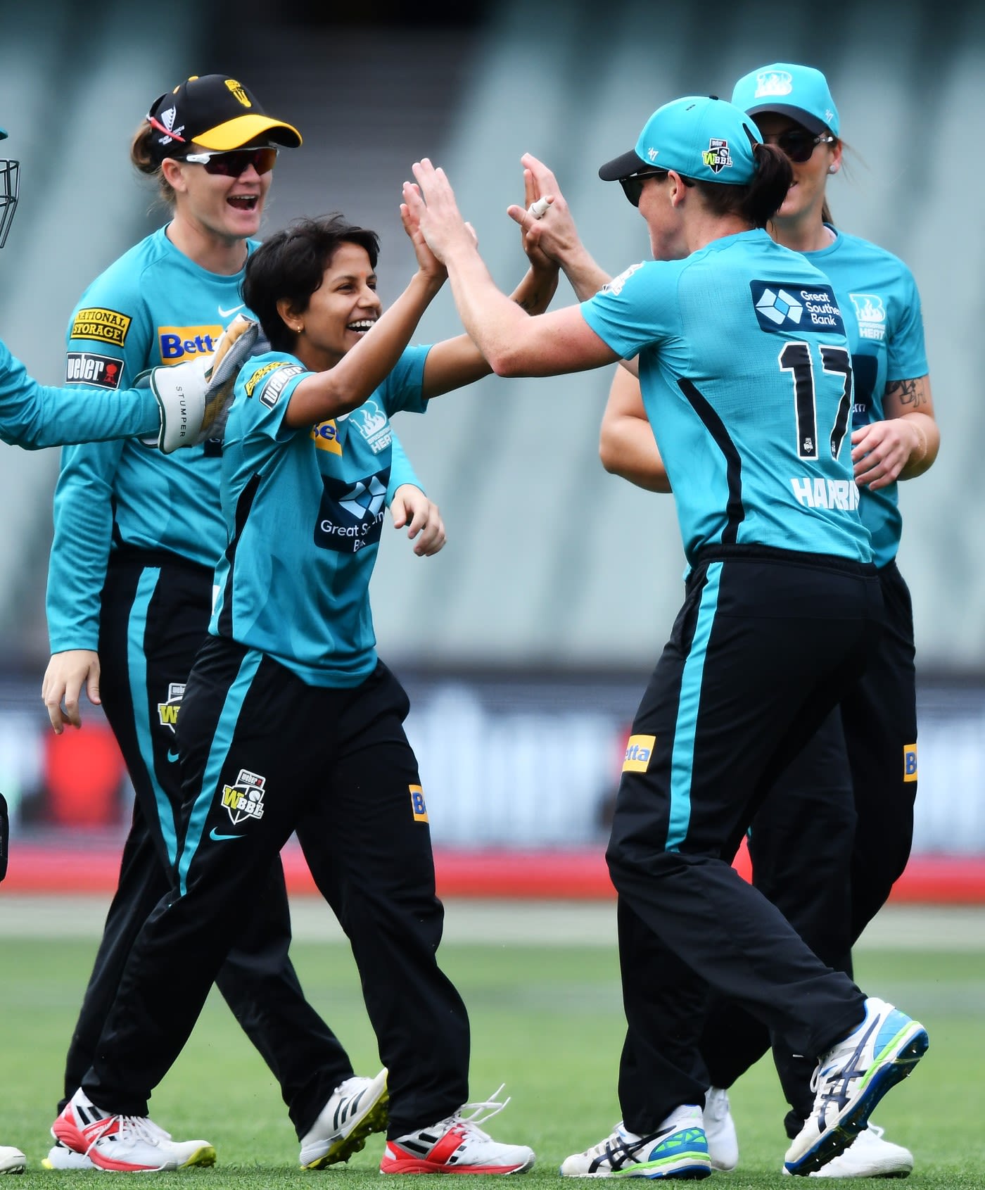 Poonam Yadav celebrates a wicket