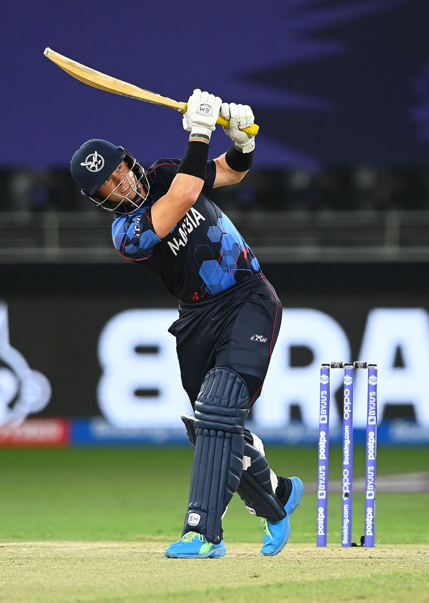 Stephan Baard sends Mohammed Shami over the midwicket boundary