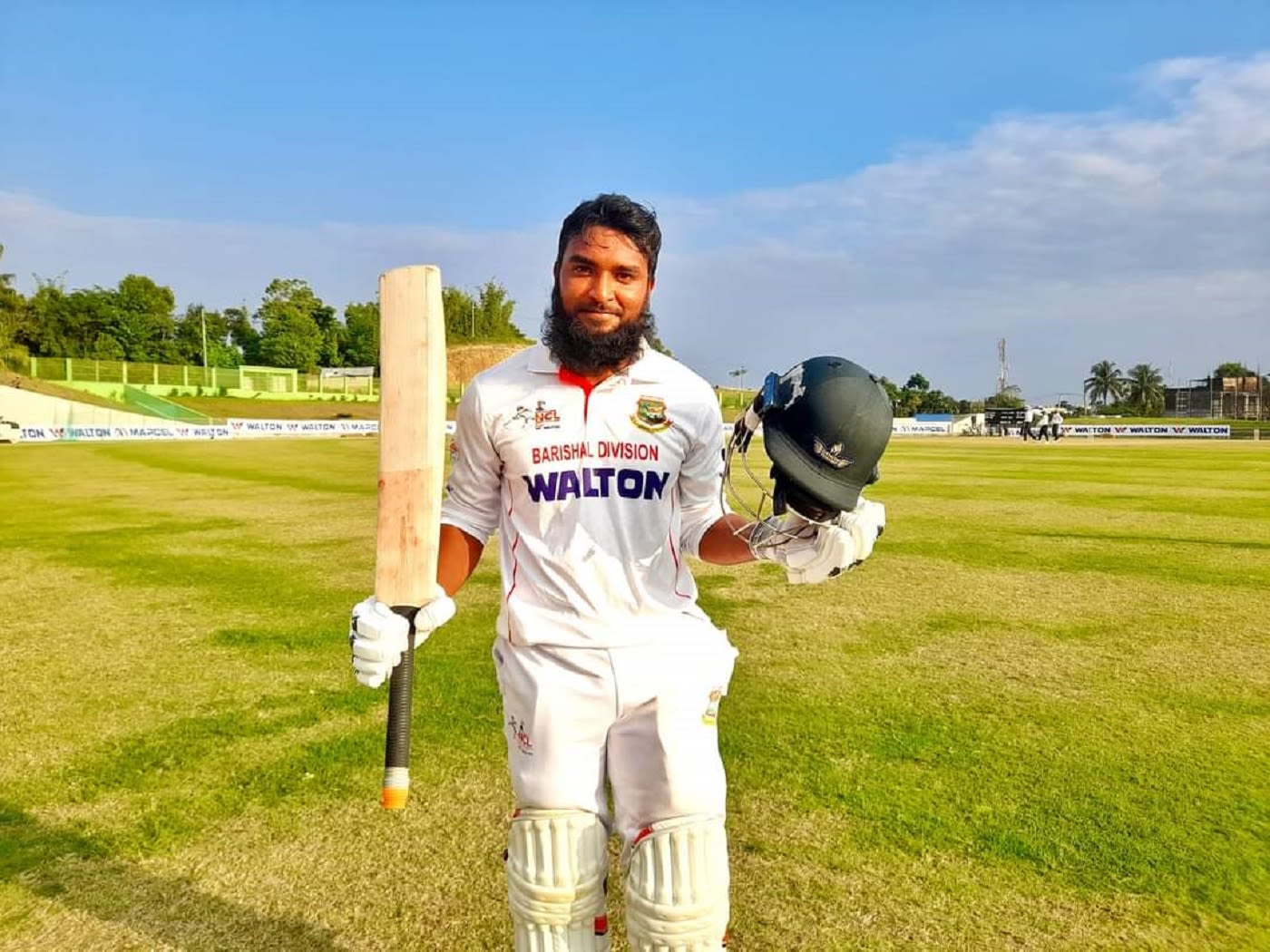 Salman Hossain celebrates his second first-class century