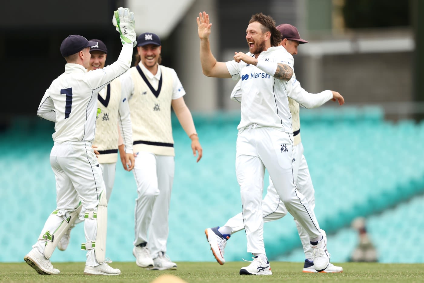 James Pattinson celebrates one of his five wickets