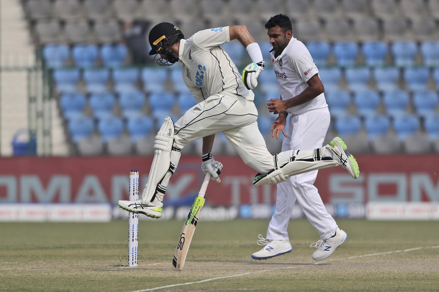William Somerville leaps as he completes a run