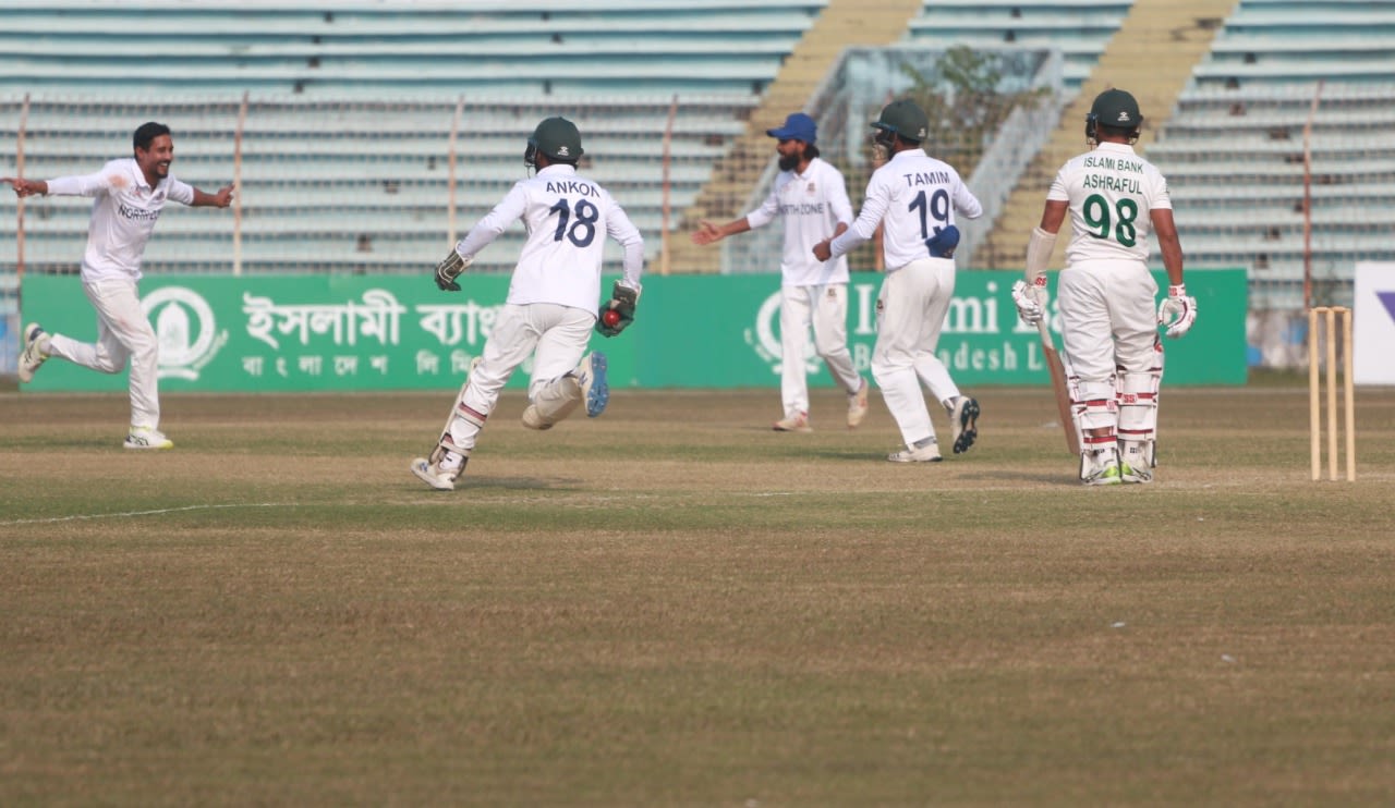 Sunzamul Islam celebrates a wicket