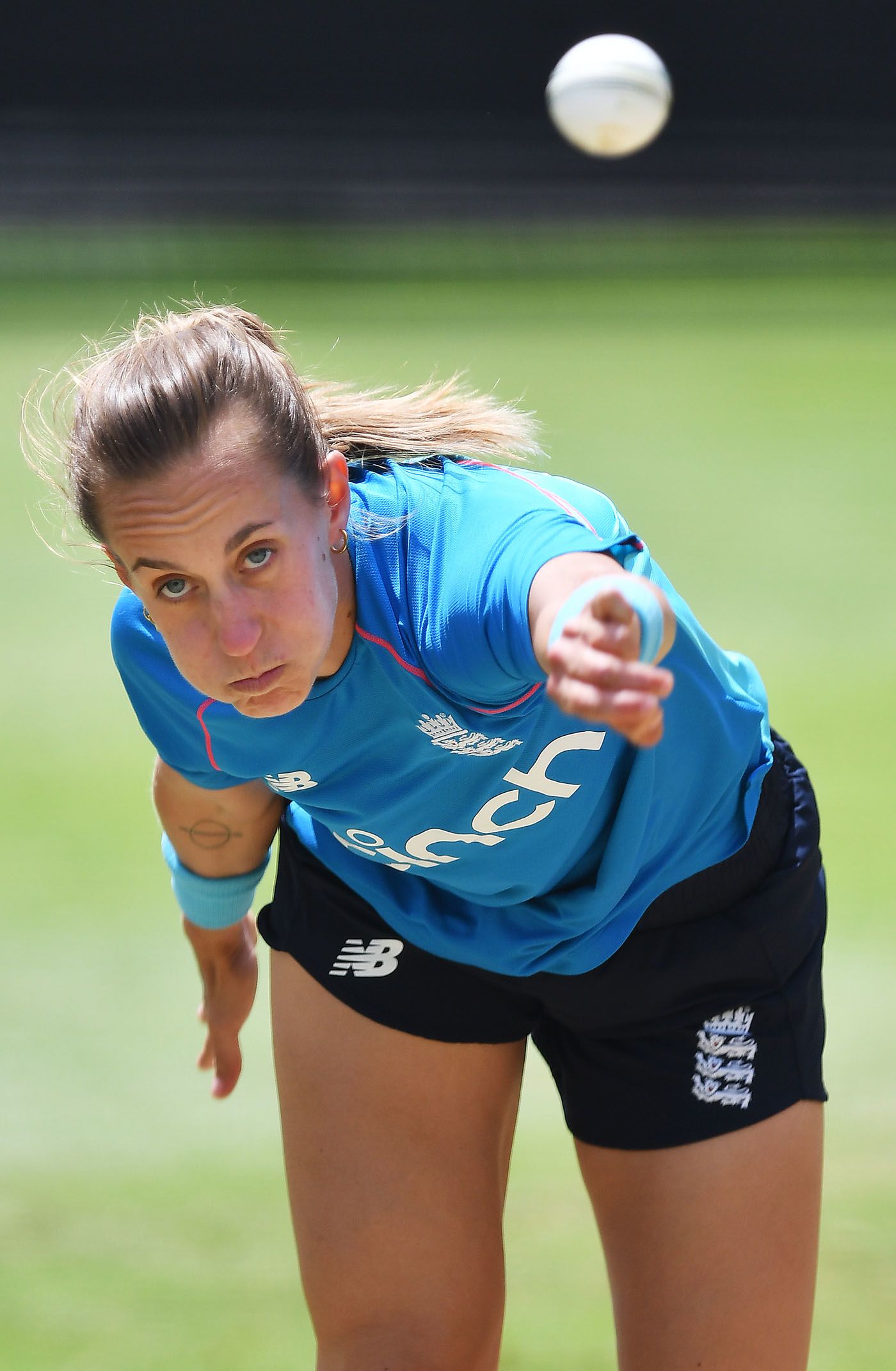 Tash Farrant bowls in the nets