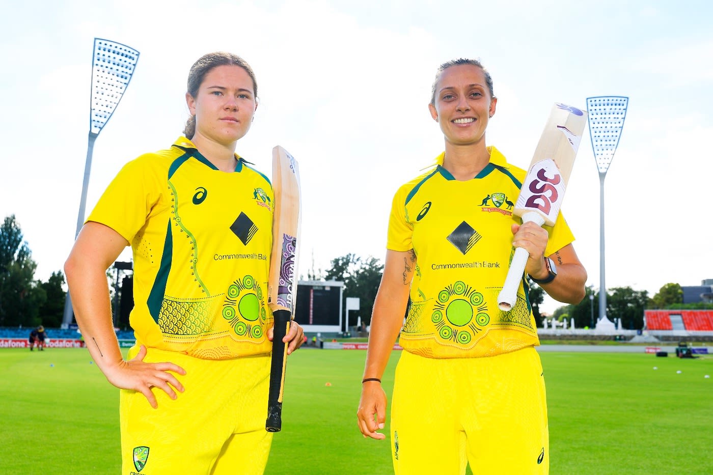 Hannah Darlington and Ashleigh Gardner in Australia's Indigenous kit