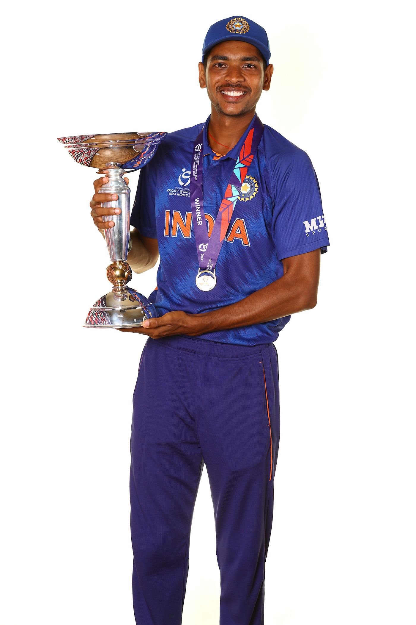 Ravi Kumar poses with the Under-19 World Cup trophy